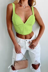 Vacation Villa Corset Crop Top (Chartreuse) - NanaMacs