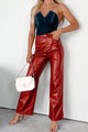 Switching Looks Straight Leg Pleather Pant (Red) - NanaMacs