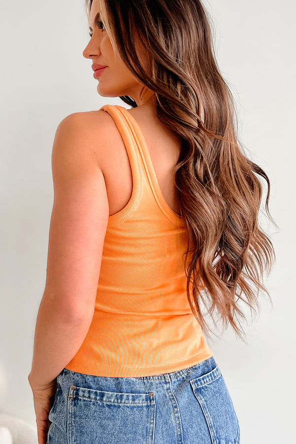 Meesha Ribbed Scoop Tank (Apricot Orange) - NanaMacs