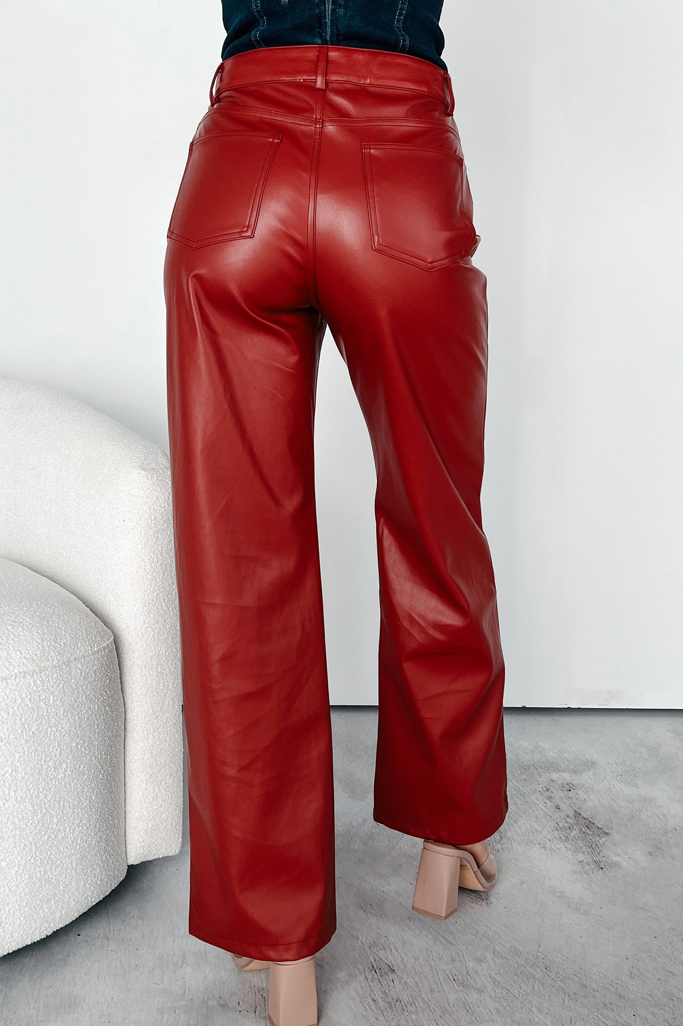 Switching Looks Straight Leg Pleather Pant (Red) - NanaMacs