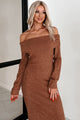 Tanya Off The Shoulder Sweater Maxi Dress (Brown)