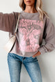 "Nashville Tennessee" Oversized Graphic Sweatshirt (Pebble Brown) - NanaMacs