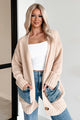 My Happy Season Oversized Denim Pocket Cardigan (Cream) - NanaMacs