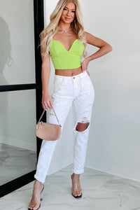 Vacation Villa Corset Crop Top (Chartreuse) - NanaMacs