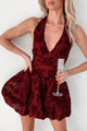 Tears Into Wine Halter Bubble Hem Mini Dress (Wine) - NanaMacs