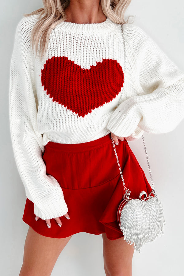 Born Out Of Love Heart Sweater (White/Red) - NanaMacs