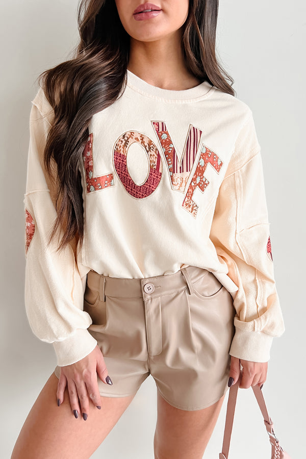 Those Are My Feelings Oversized Patchwork Top (Cream) - NanaMacs