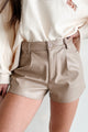 Corinna Faux Leather Shorts (Taupe) - NanaMacs