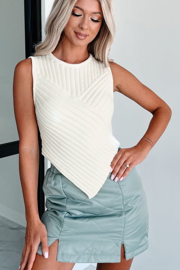 Urban Outing Pointed Hem Sweater Tank (Off White) - NanaMacs