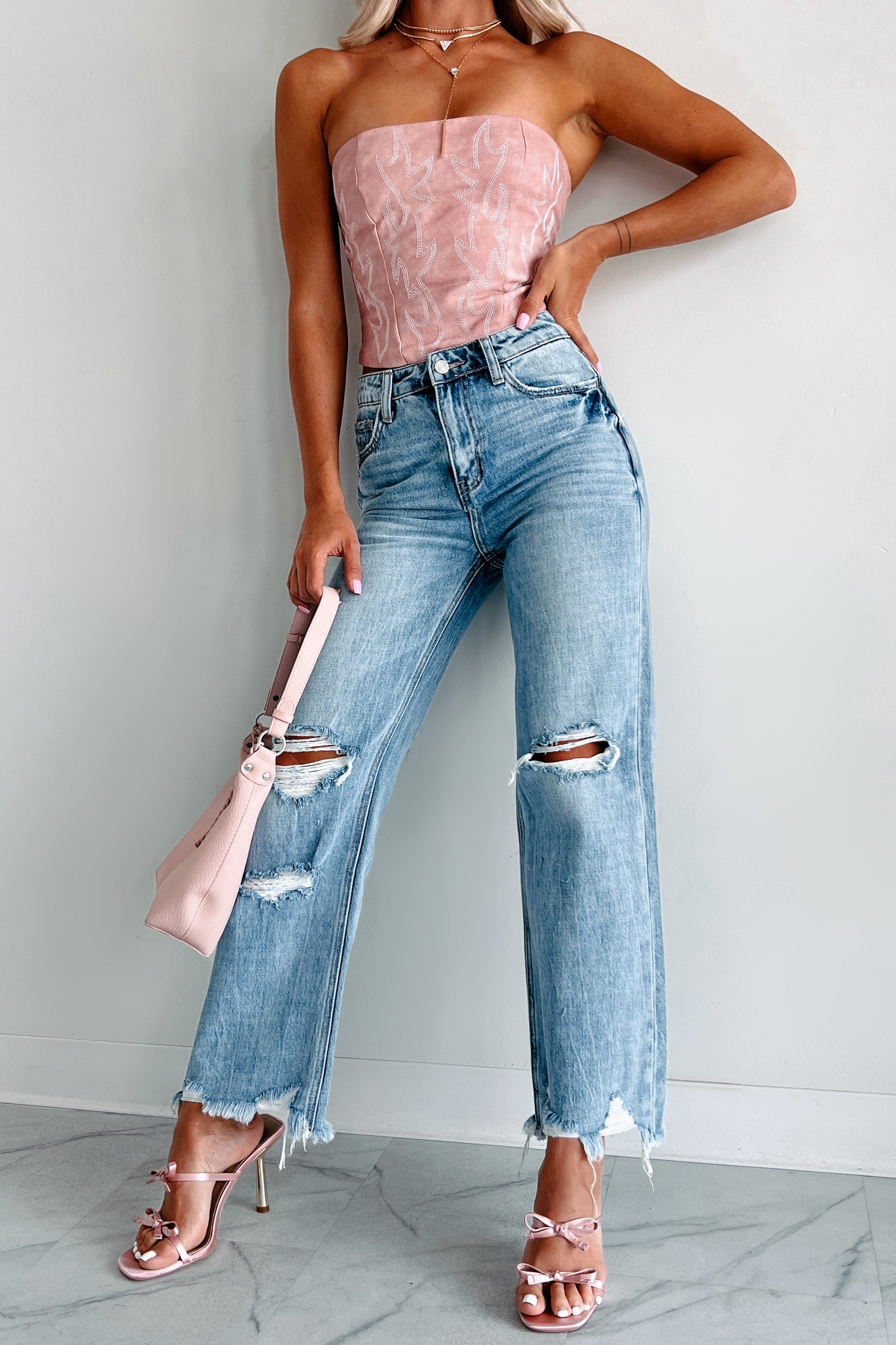 Redeemed High Rise Distressed 90's Flare Vervet Jeans (Medium) - NanaMacs