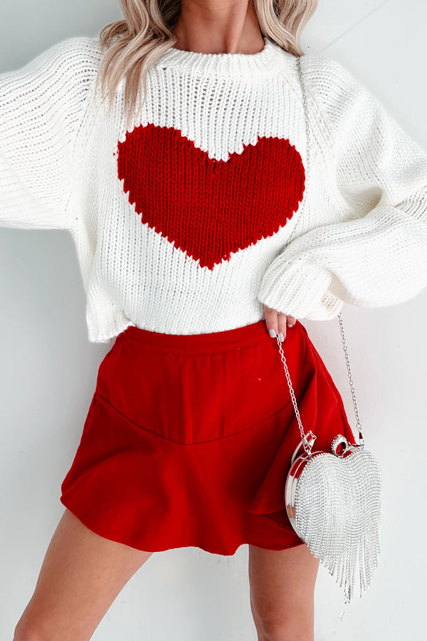 Born Out Of Love Heart Sweater (White/Red) - NanaMacs