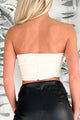 Rose To The Occasion Velvet Rosette Crop Top (Off White) - NanaMacs