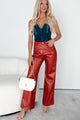 Switching Looks Straight Leg Pleather Pant (Red) - NanaMacs