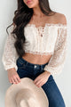 Own Your Story Off The Shoulder Lace Crop Top (Cream) - NanaMacs