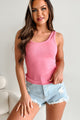 Meesha Ribbed Scoop Tank (Pink) - NanaMacs