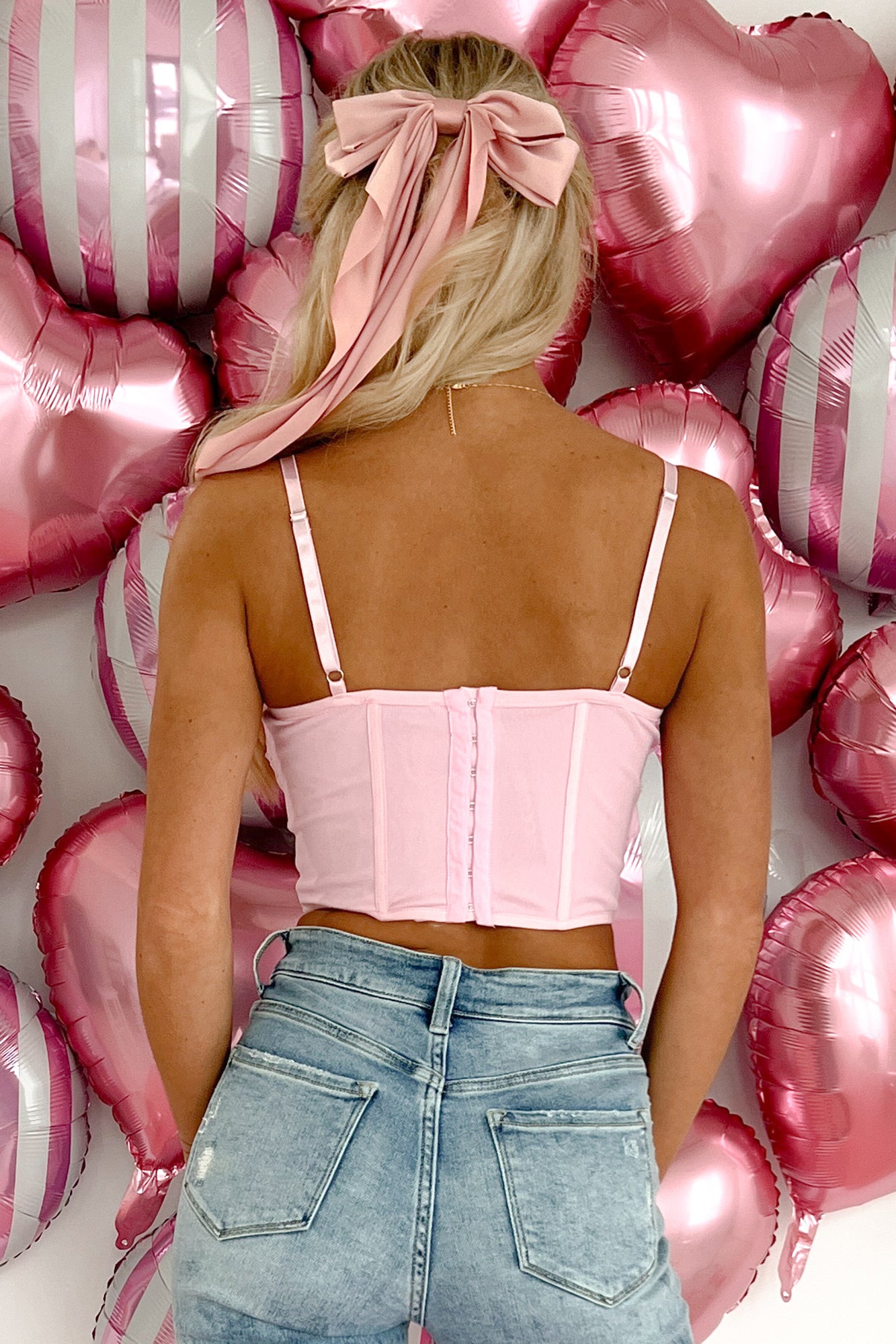 Certified Lover Girl Lace Corset Top (Pink) - NanaMacs