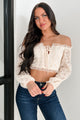 Own Your Story Off The Shoulder Lace Crop Top (Cream) - NanaMacs