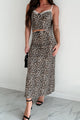 Headed To Brunch Leopard Print Cami & Skirt Set (Almond/Black) - NanaMacs