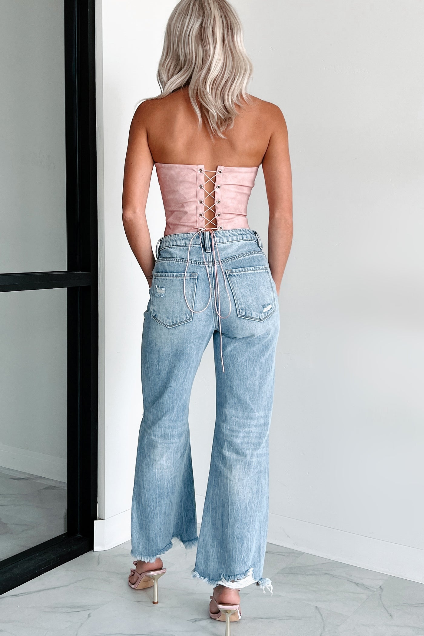 My Cowgirl Era Faux Leather Crop Top (Blush) - NanaMacs