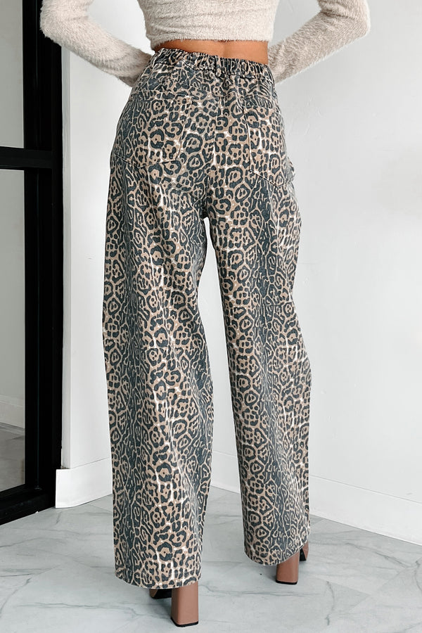 Jungle Roots High Waist Animal Print Jeans (Tan/Charcoal) - NanaMacs