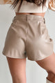 Corinna Faux Leather Shorts (Taupe) - NanaMacs