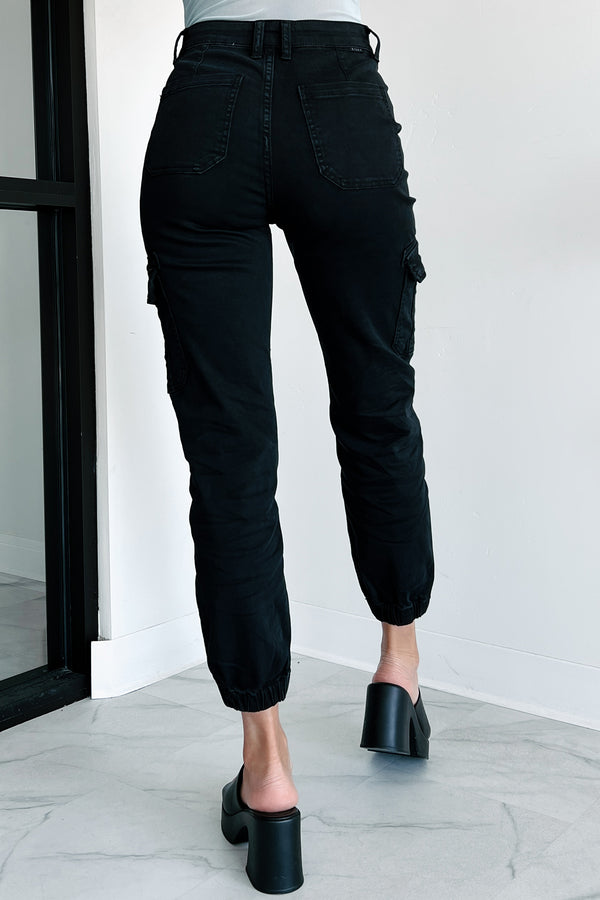 Sharma High Rise Risen Cargo Joggers (Washed Black) - NanaMacs