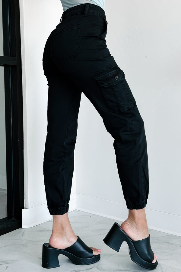 Sharma High Rise Risen Cargo Joggers (Washed Black) - NanaMacs