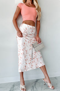 Springtime Sentiments Floral Satin Skirt (Blush) - NanaMacs