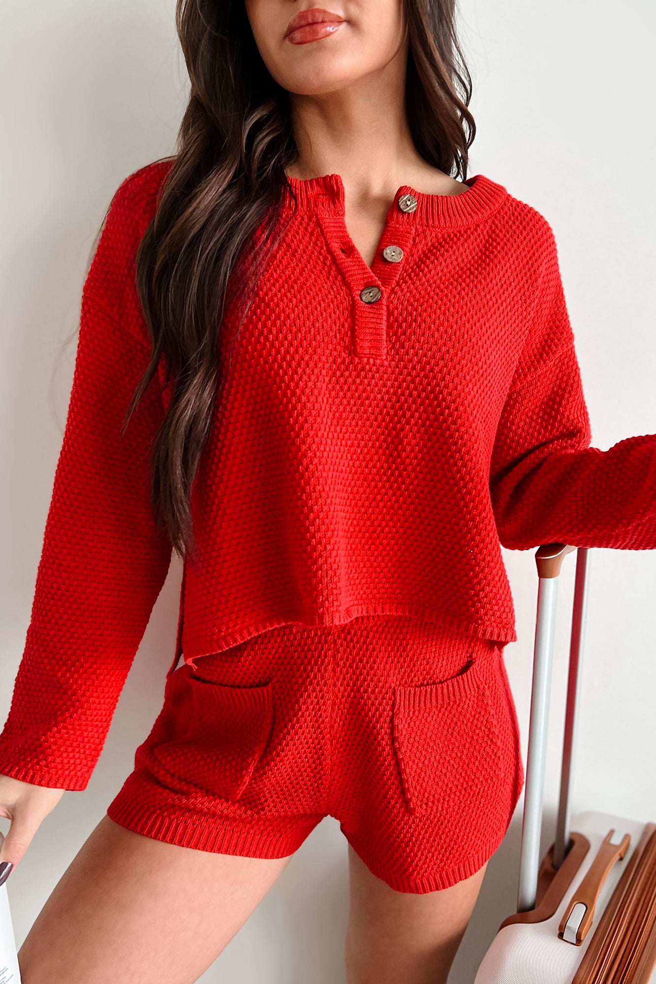 Begging For A Break Sweater Knit Lounge Set (Red) - NanaMacs