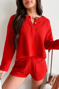 Begging For A Break Sweater Knit Lounge Set (Red) - NanaMacs