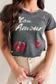 "Mon Amour" Acid Wash Graphic Top (Charcoal) - NanaMacs