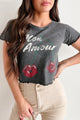 "Mon Amour" Acid Wash Graphic Top (Charcoal) - NanaMacs