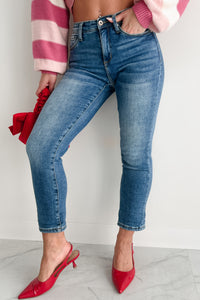 Ashley Mid Rise Tummy Control Special A Slim Boyfriend Jeans (Dark) - NanaMacs