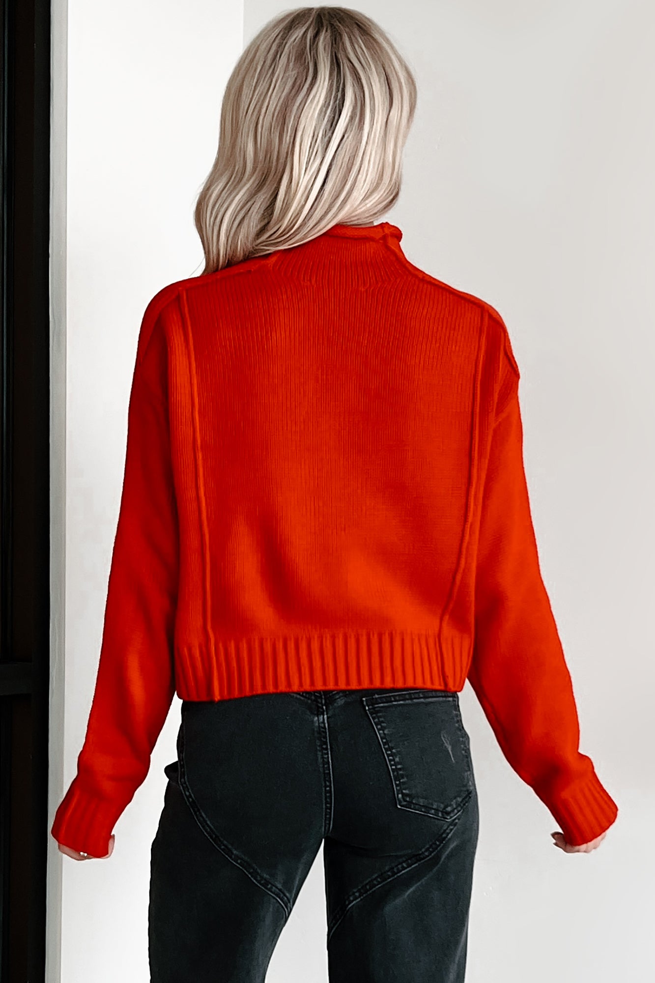 Change Is Beautiful Mock Neck Sweater (Red) - NanaMacs