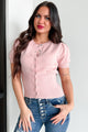 A Total Sweetie Short Sleeve Buttoned Sweater Top (Baby Pink) - NanaMacs