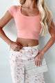 Vance Double-Layered Square Neck Crop Top (Strawberry Ice) - NanaMacs