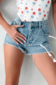 Haruko High Rise Button-Fly Denim Shorts (Medium Denim) - NanaMacs