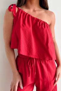 Too Saucy One Shoulder Top (Red) - NanaMacs