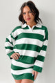 Sounds Like Me Striped Polo Top & Skirt Set (Green/White) - NanaMacs