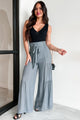 That Time Of Year Tiered Flowy Pants (Gray) - NanaMacs