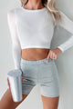 Aimless Exploration Long Sleeve Crop Top (White)