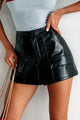 Hard To Replace Faux Leather Cargo Skort (Black) - NanaMacs