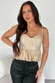 Obsessively Extra Pleated Metallic Tank Top (Champagne) - NanaMacs