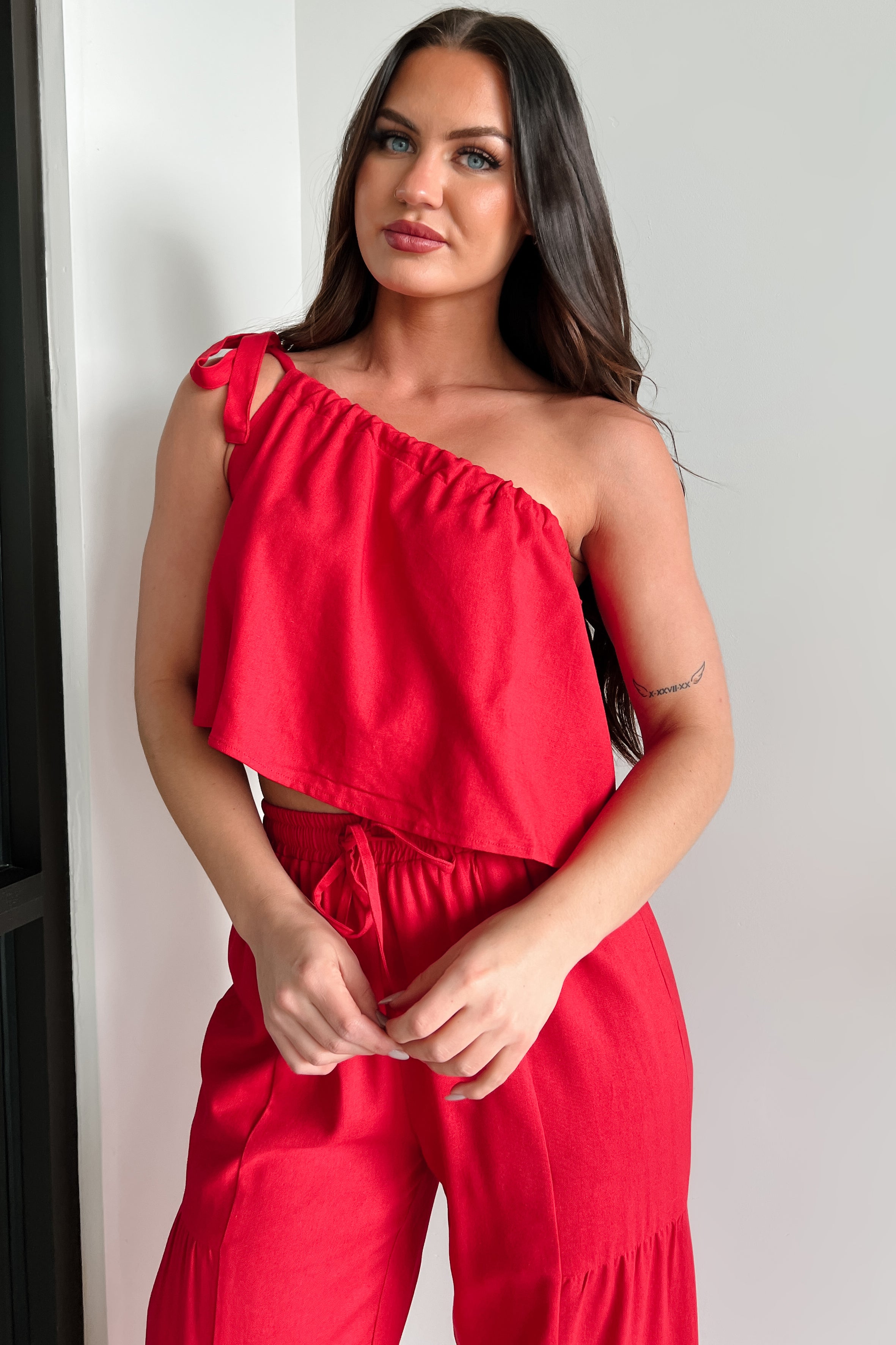 Too Saucy One Shoulder Top (Red) - NanaMacs