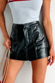 Hard To Replace Faux Leather Cargo Skort (Black) - NanaMacs