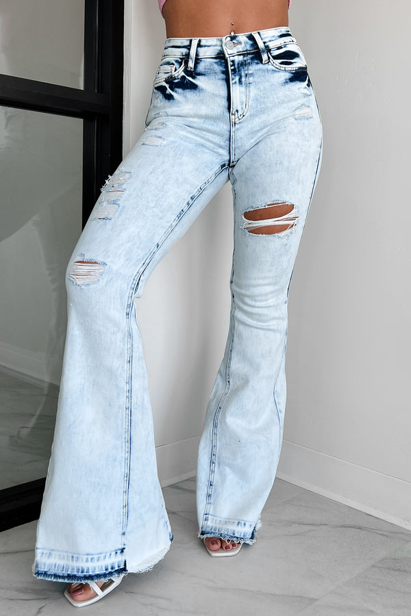 Bindy High Rise Distressed Flying Monkey Flare Jeans (Light) - NanaMacs