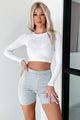 Aimless Exploration Long Sleeve Crop Top (White) - NanaMacs