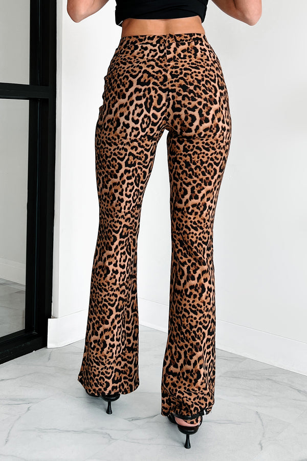 Feeling Ferocious Leopard Print Flare Pants (Leopard) - NanaMacs