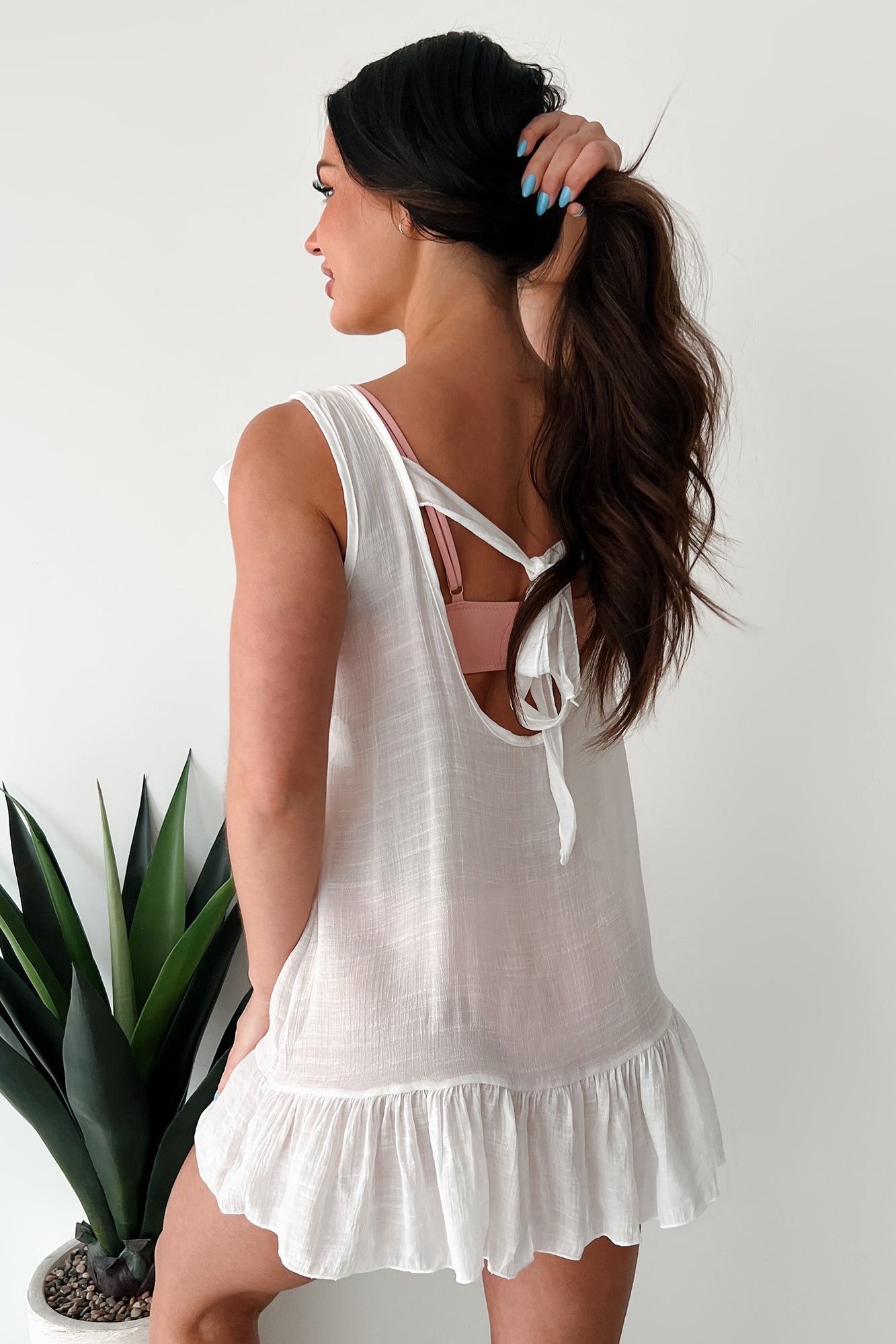 white linen cover up dress Linen Cover-Up Dress in White