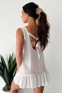 Flip-Flop Weather Linen Cover Up Dress (White) - NanaMacs